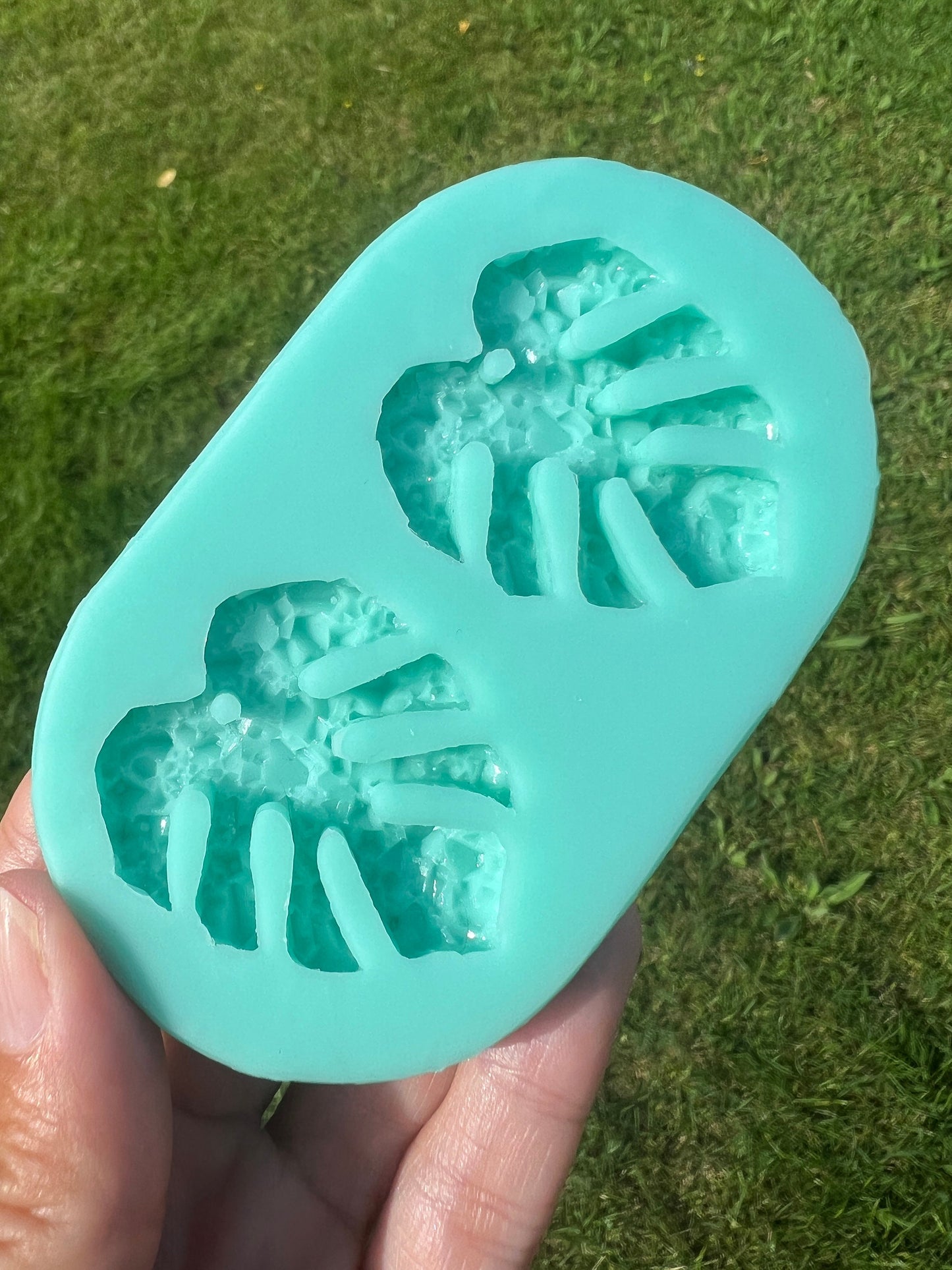 Crystal monstera earring mold- silicone mold / Resin leaf mold