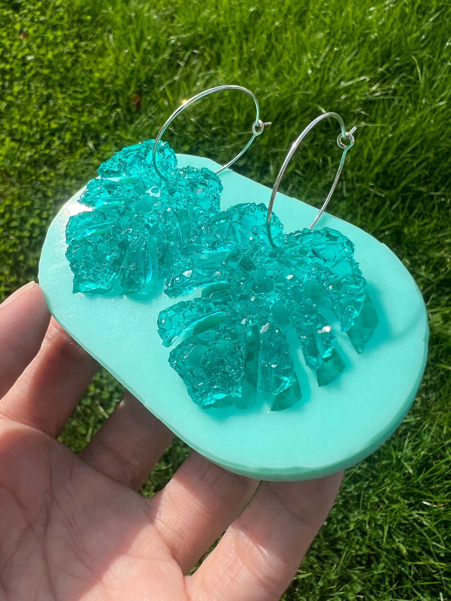 Crystal monstera earring mold- silicone mold / Resin leaf mold