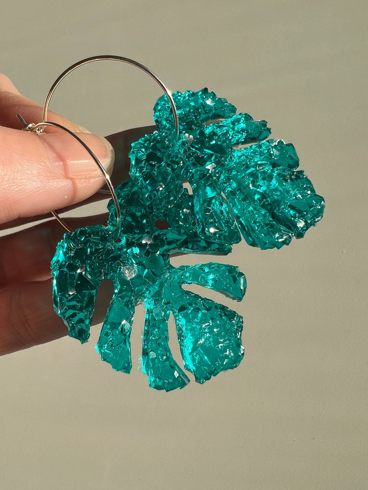 Crystal monstera earring mold- silicone mold / Resin leaf mold