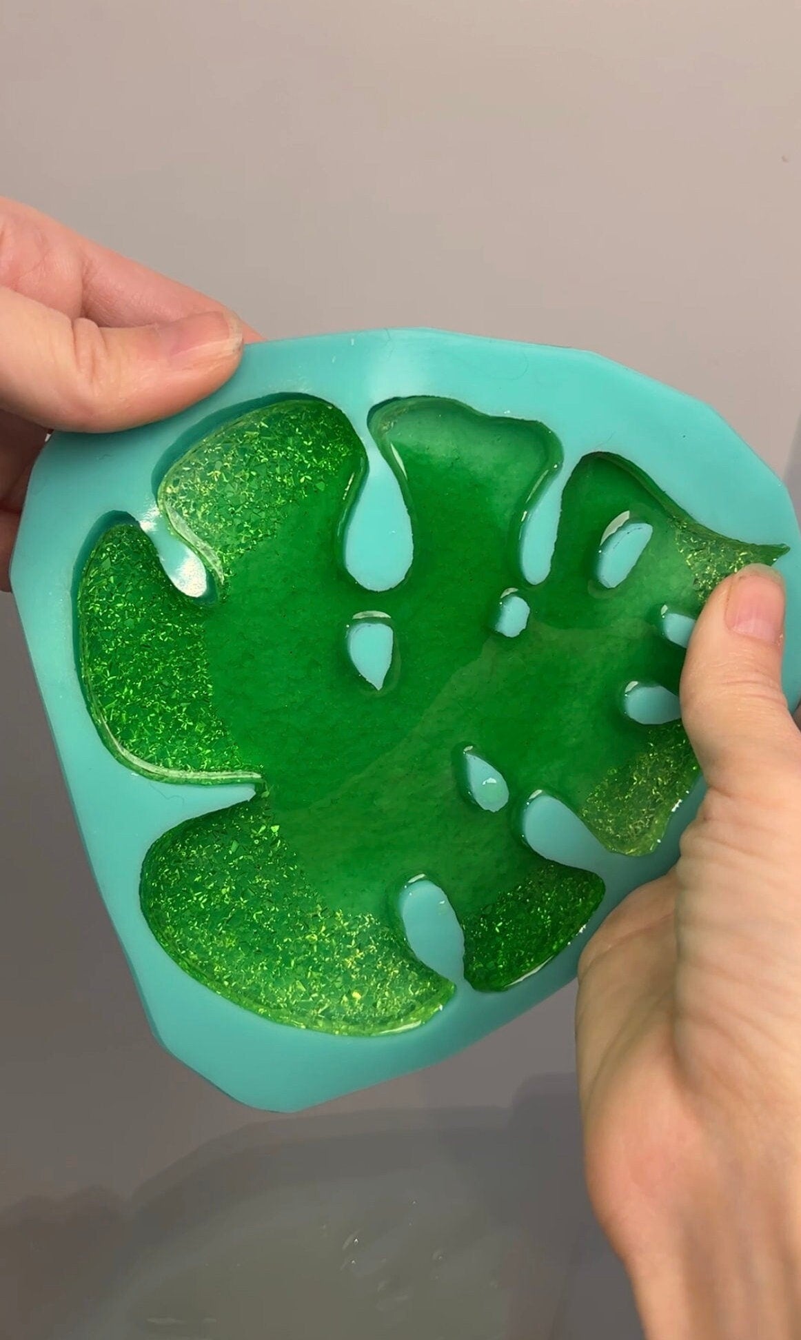 Crystal monstera coaster mold- silicone mold / Resin mold