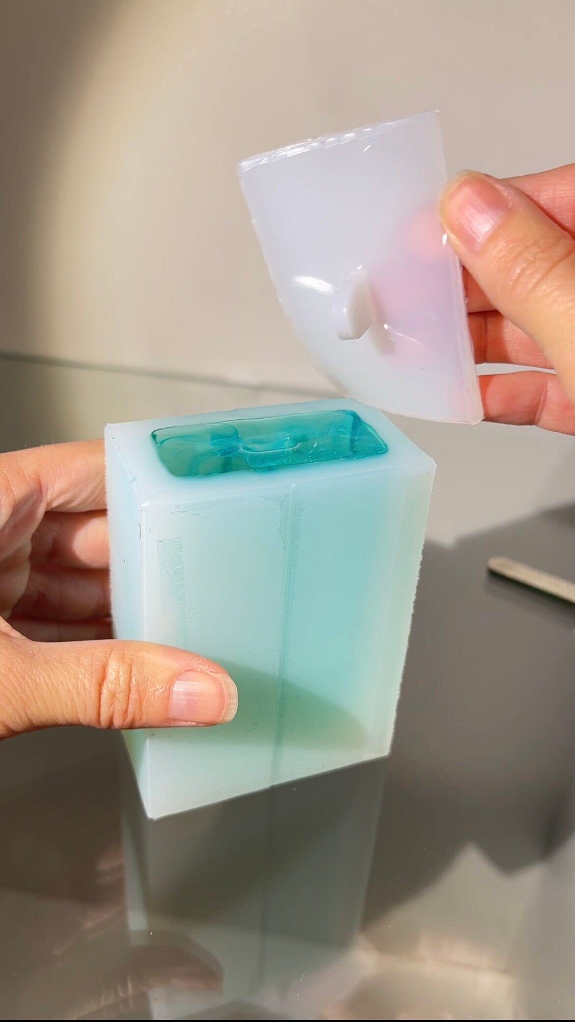 Isglass med hål för glasspinne silikonform / Resinform