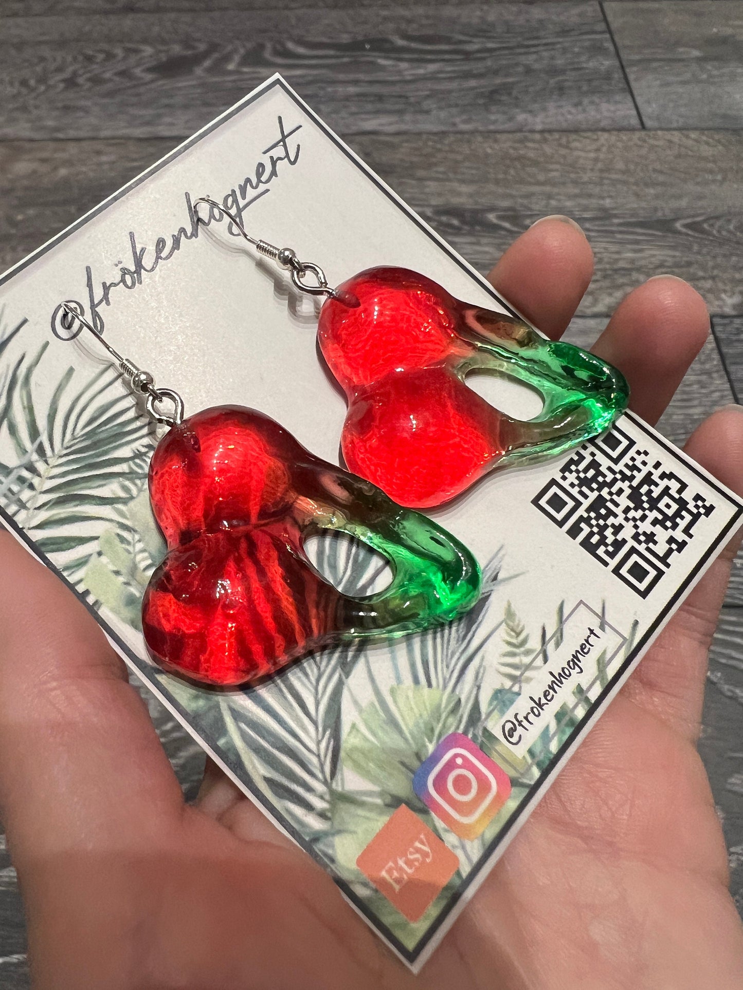 Candy cherry earrings / - Resin earrings