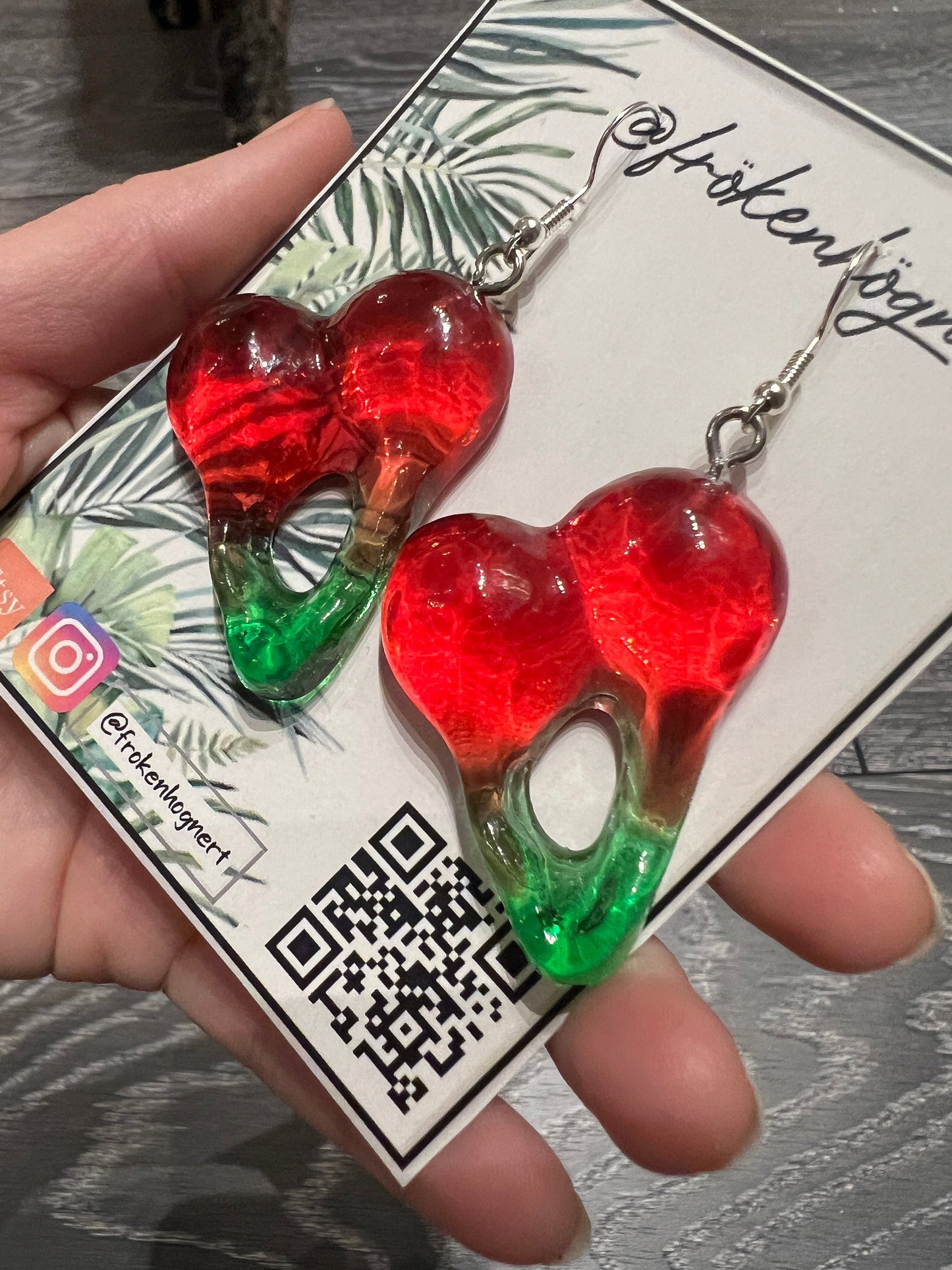 Candy cherry earrings / - Resin earrings