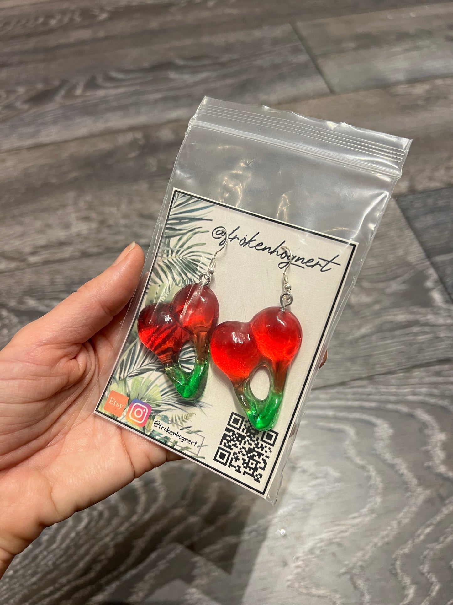 Candy cherry earrings / - Resin earrings