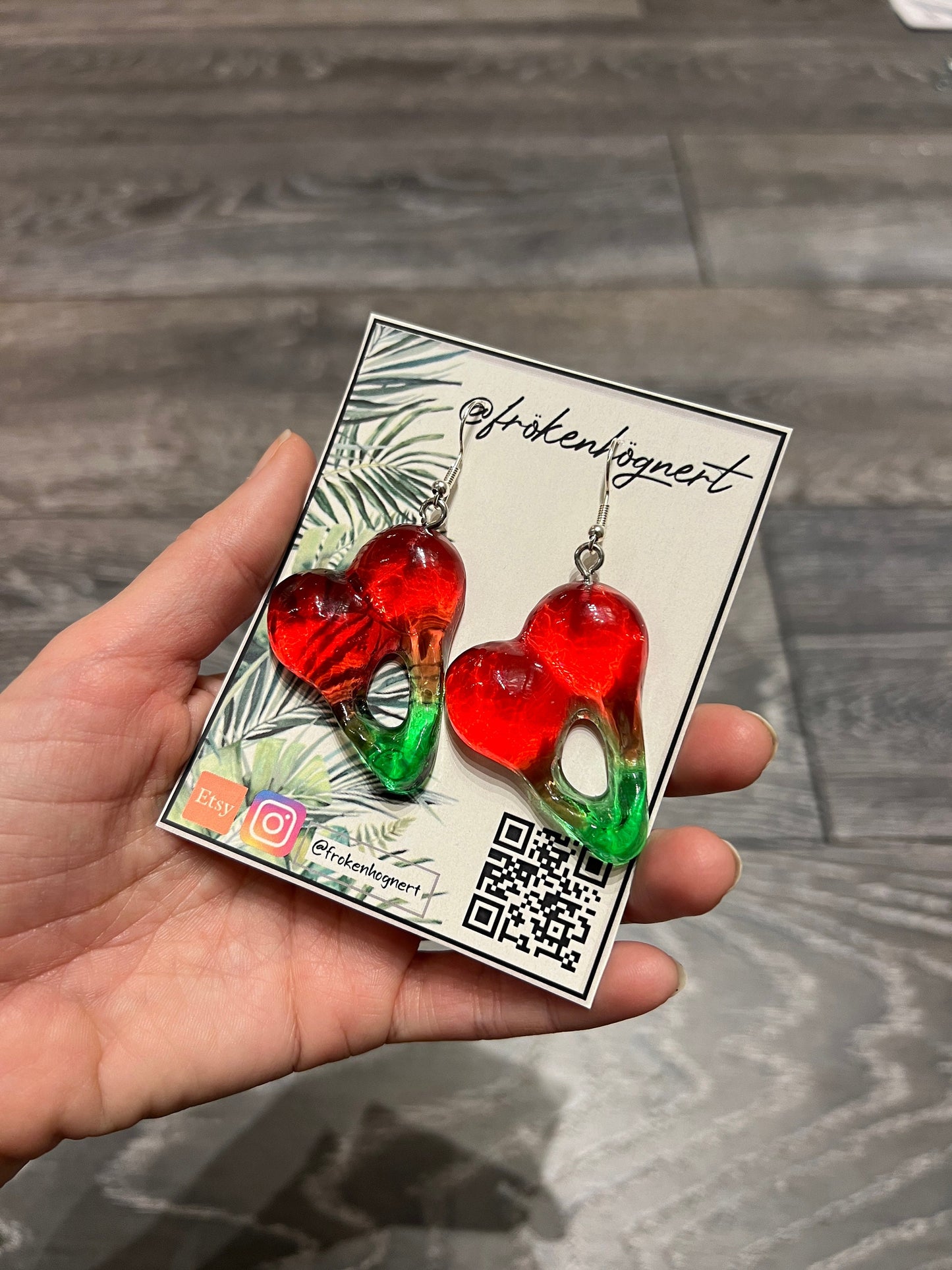 Candy cherry earrings / - Resin earrings