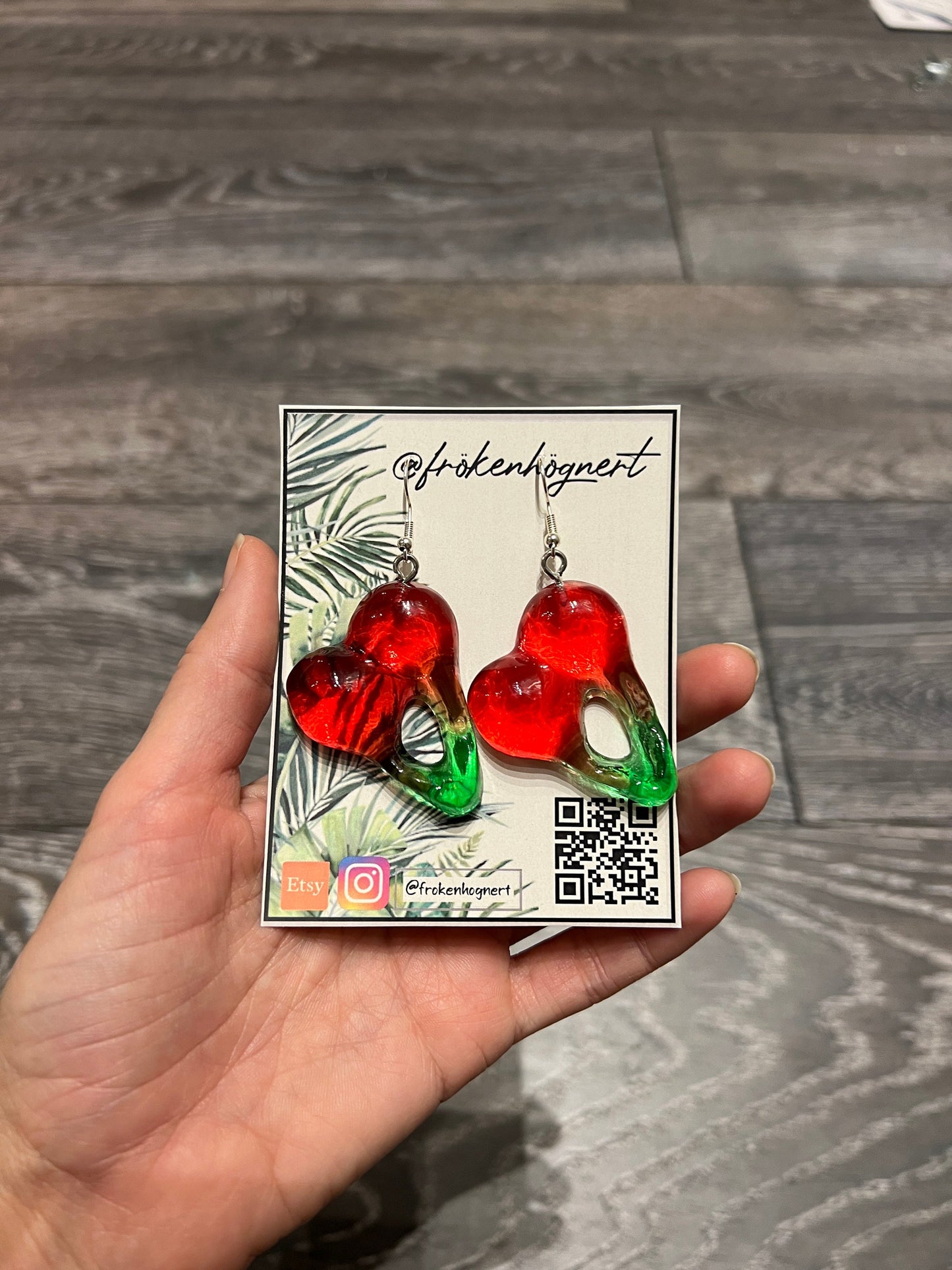 Candy cherry earrings / - Resin earrings
