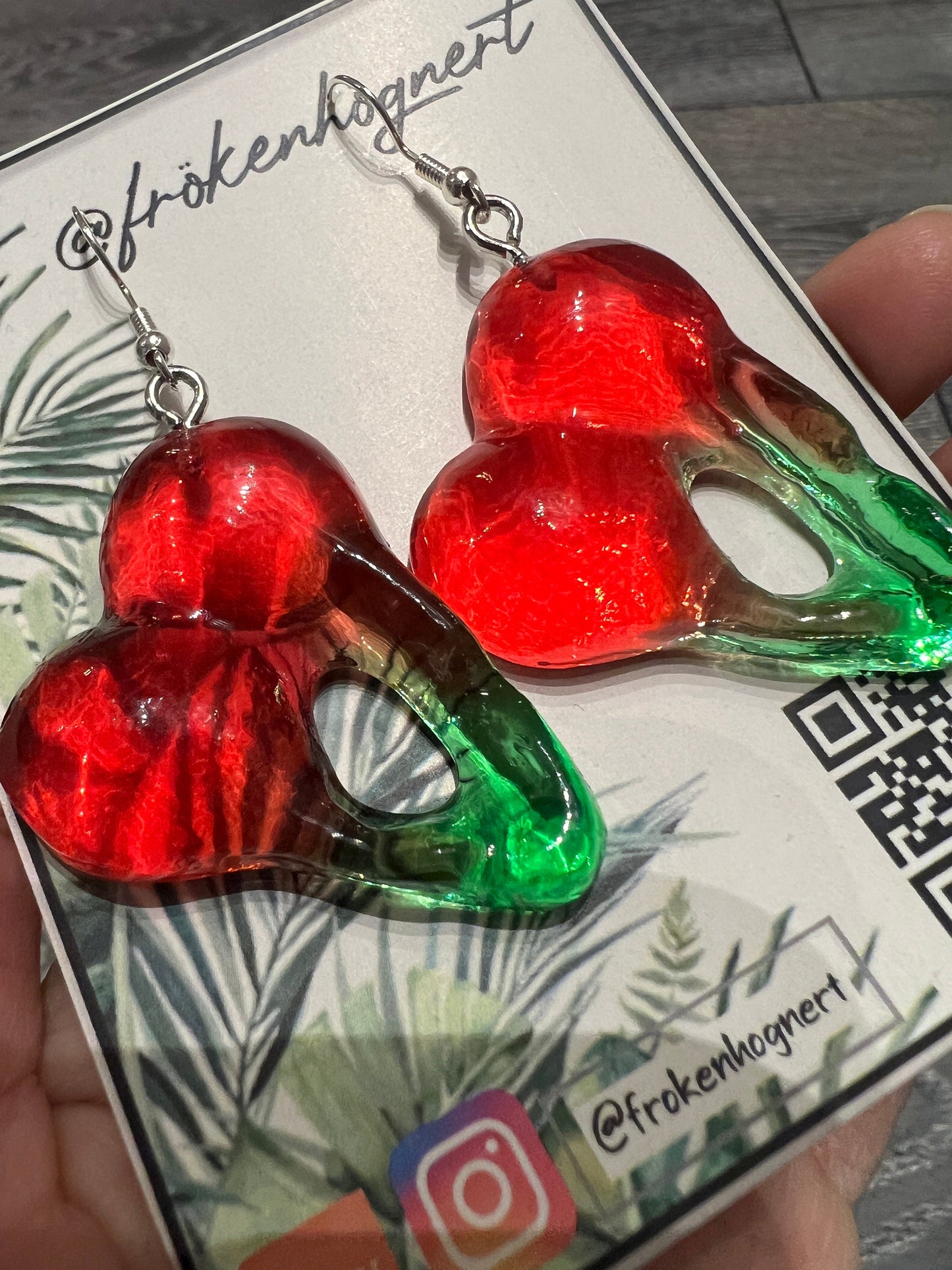 Candy cherry earrings / - Resin earrings