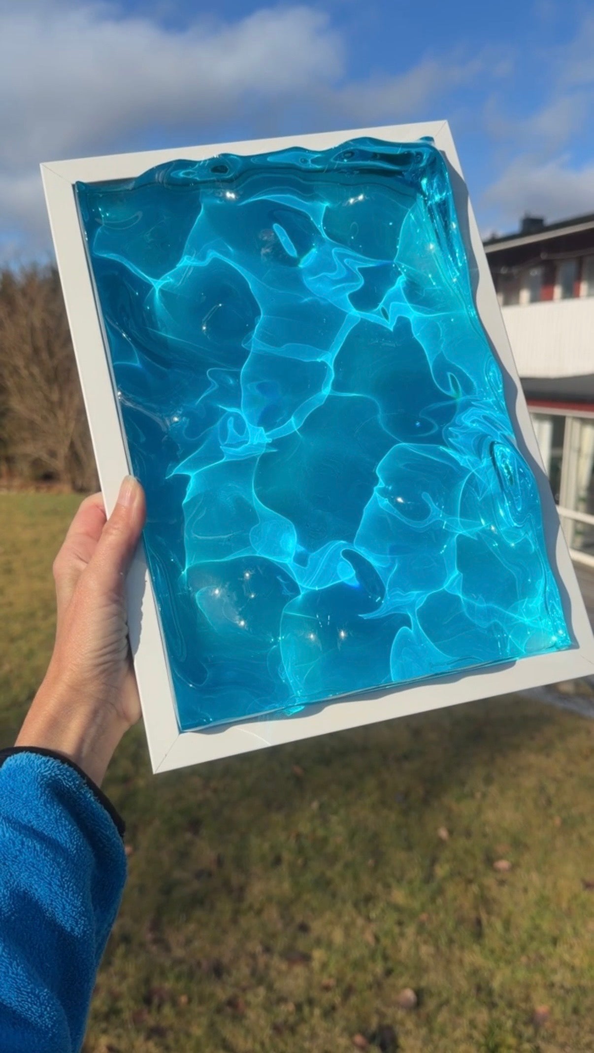 Ocean art painting 32x23 cm - water ripples artpiece