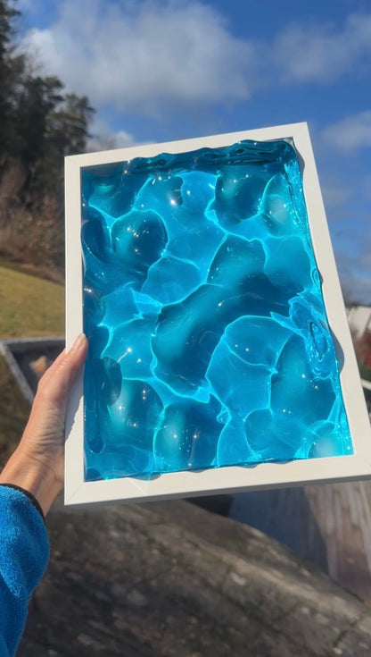 Ocean art painting 32x23 cm - water ripples artpiece