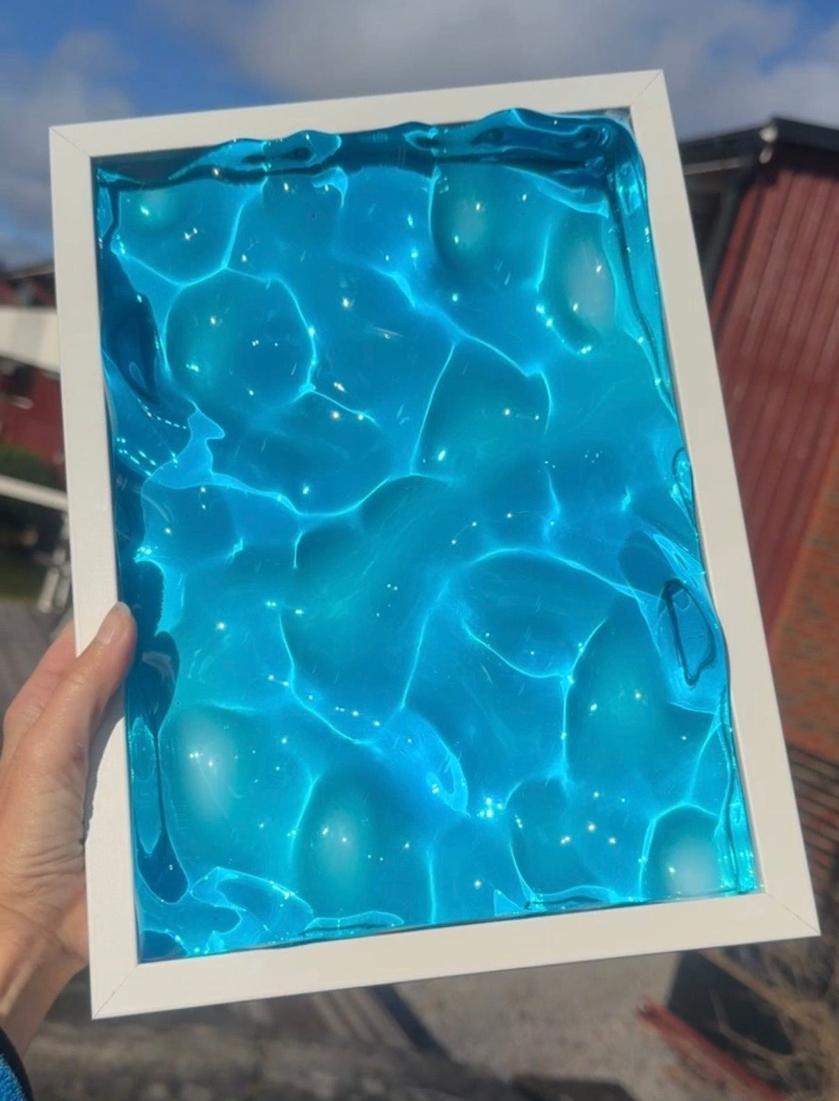 Ocean art painting 32x23 cm - water ripples artpiece
