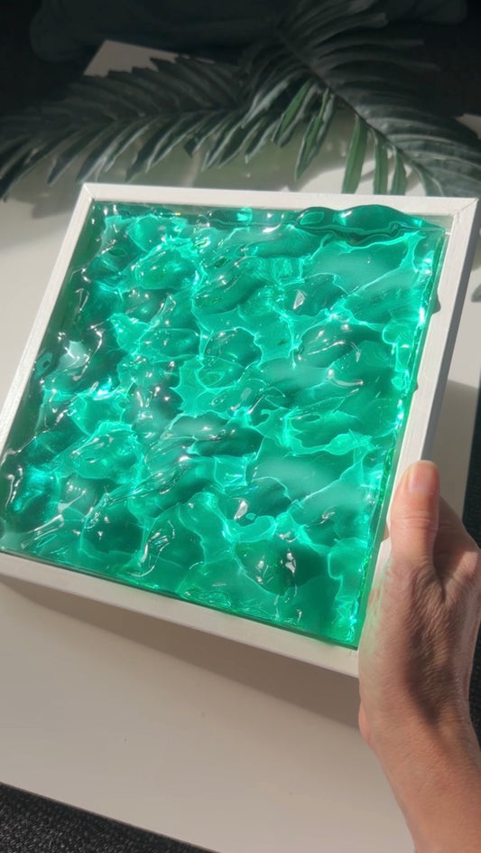 Ocean art painting 22,5x22,5 cm - water ripples artpiece