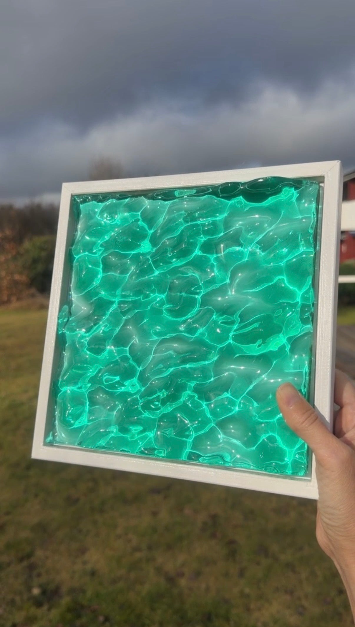 Ocean art painting 22,5x22,5 cm - water ripples artpiece