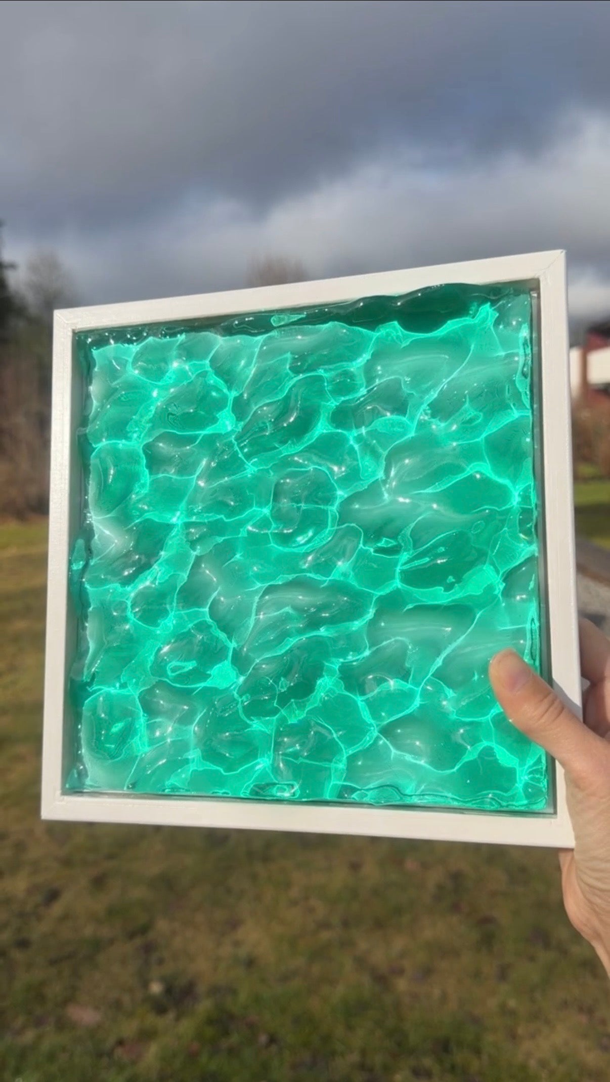 Ocean art painting 22,5x22,5 cm - water ripples artpiece