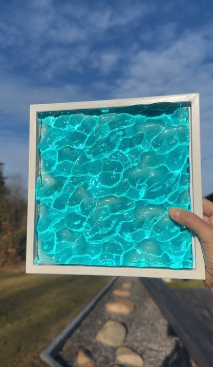 Ocean art painting 22,5x22,5 cm - water ripples artpiece