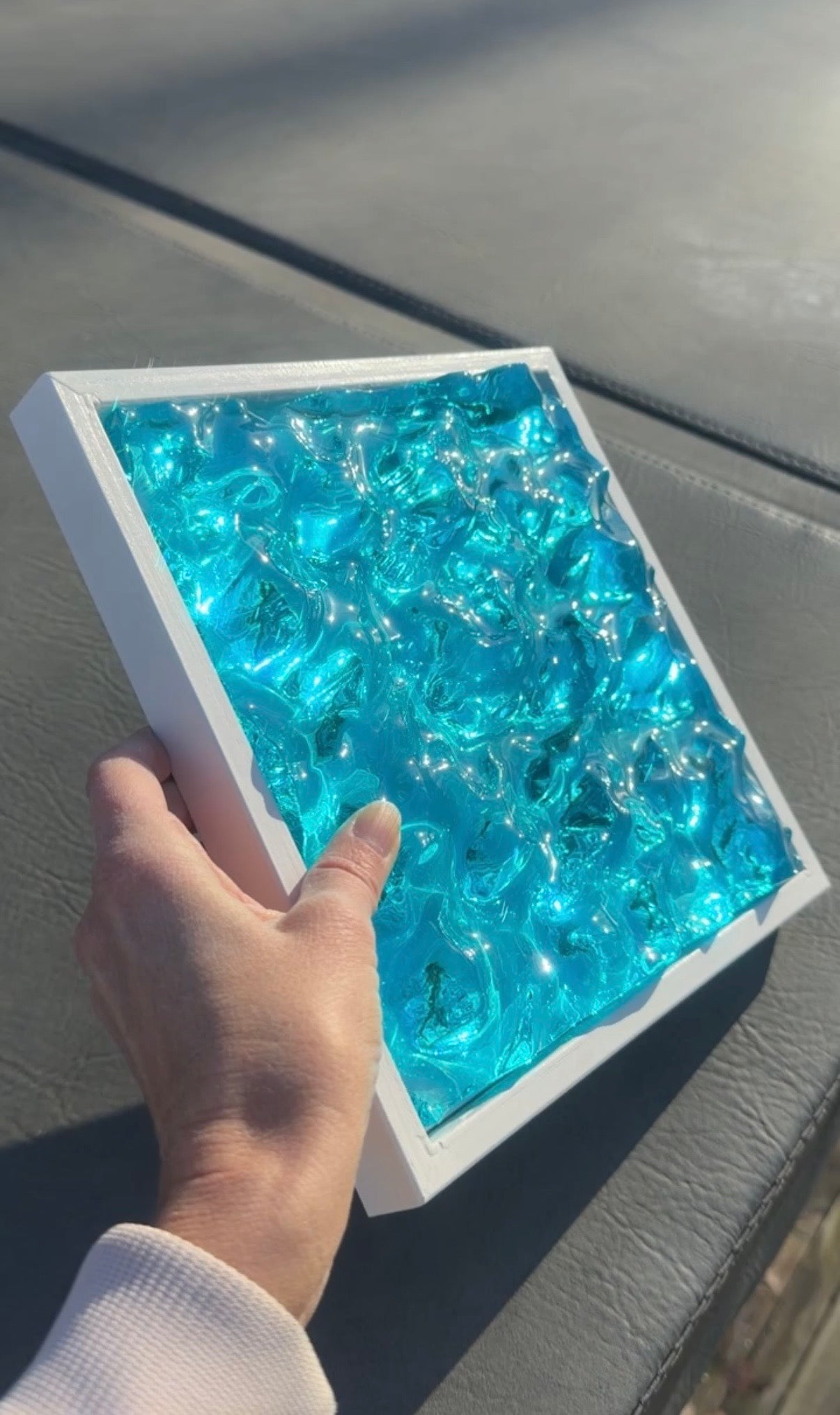 Ocean art painting 22,5x22,5 cm - water ripples artpiece