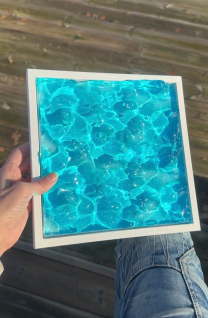Ocean art painting 22,5x22,5 cm - water ripples artpiece