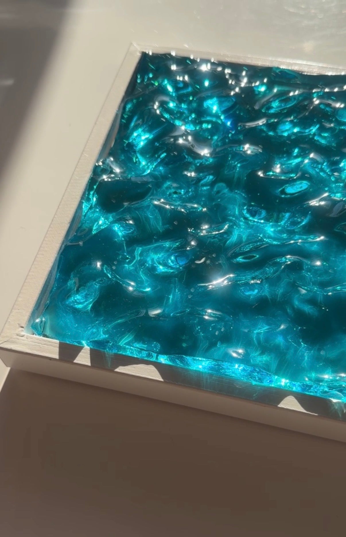Ocean art painting 22,5x22,5 cm - water ripples artpiece