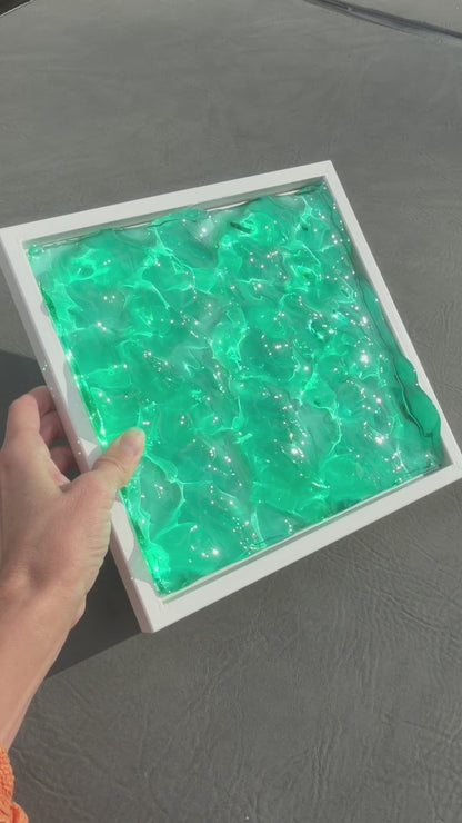 Ocean art painting 22,5x22,5 cm - water ripples artpiece